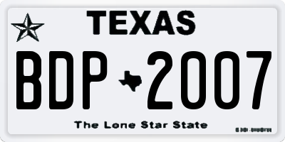 TX license plate BDP2007