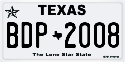 TX license plate BDP2008