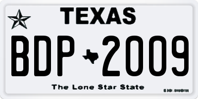 TX license plate BDP2009