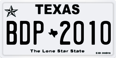 TX license plate BDP2010