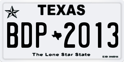 TX license plate BDP2013
