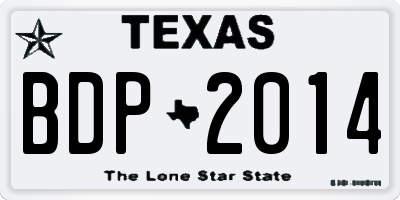 TX license plate BDP2014