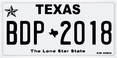TX license plate BDP2018