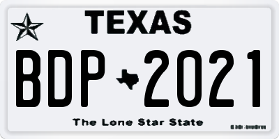 TX license plate BDP2021