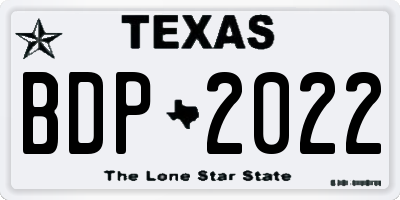TX license plate BDP2022