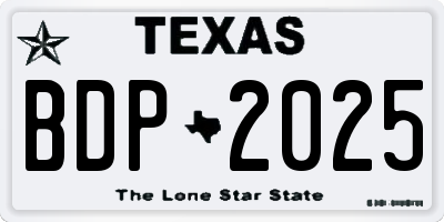 TX license plate BDP2025