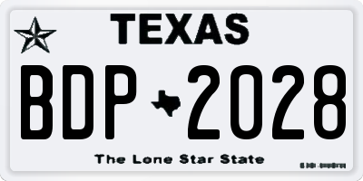 TX license plate BDP2028