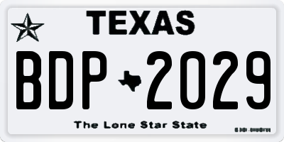 TX license plate BDP2029