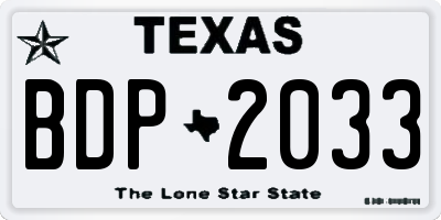 TX license plate BDP2033