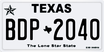 TX license plate BDP2040