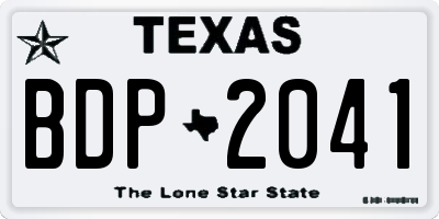 TX license plate BDP2041