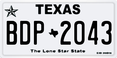 TX license plate BDP2043