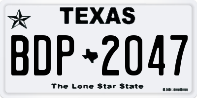 TX license plate BDP2047