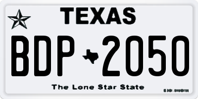 TX license plate BDP2050