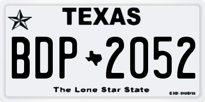 TX license plate BDP2052