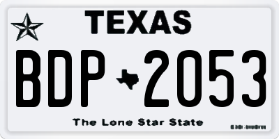 TX license plate BDP2053