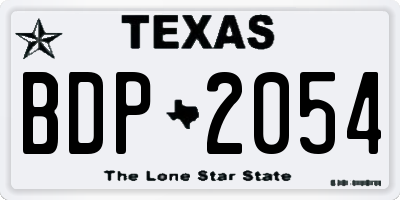 TX license plate BDP2054