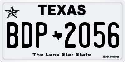 TX license plate BDP2056