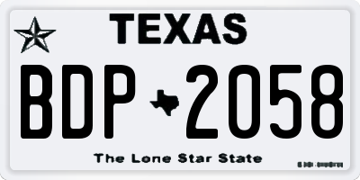 TX license plate BDP2058