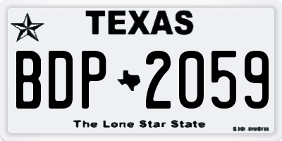 TX license plate BDP2059
