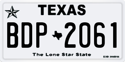 TX license plate BDP2061
