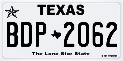 TX license plate BDP2062