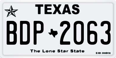 TX license plate BDP2063