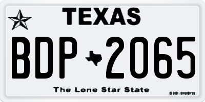 TX license plate BDP2065