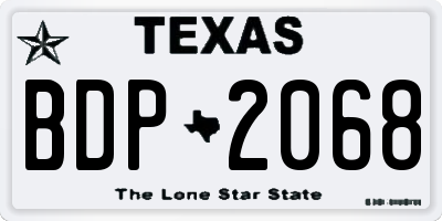 TX license plate BDP2068
