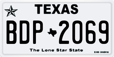 TX license plate BDP2069