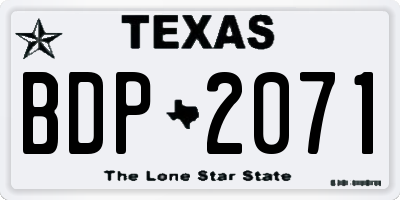 TX license plate BDP2071