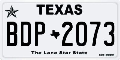 TX license plate BDP2073
