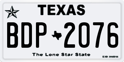 TX license plate BDP2076