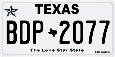 TX license plate BDP2077