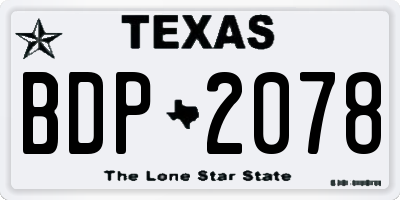 TX license plate BDP2078