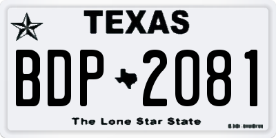 TX license plate BDP2081