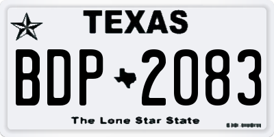 TX license plate BDP2083