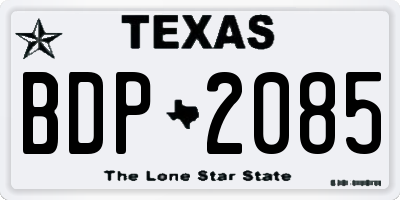 TX license plate BDP2085