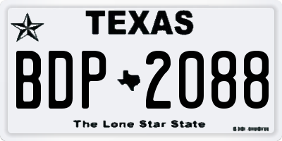 TX license plate BDP2088