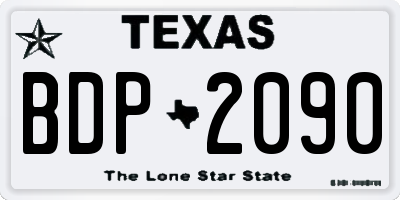 TX license plate BDP2090