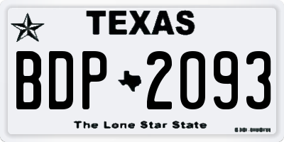 TX license plate BDP2093