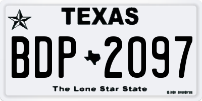 TX license plate BDP2097