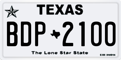 TX license plate BDP2100