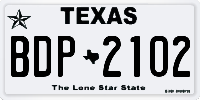 TX license plate BDP2102