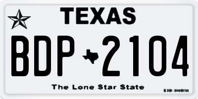 TX license plate BDP2104