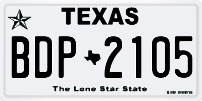 TX license plate BDP2105