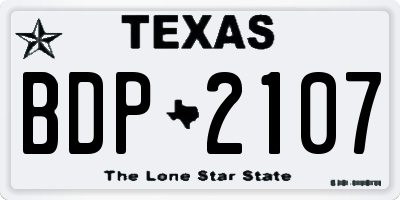 TX license plate BDP2107