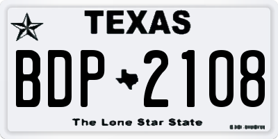 TX license plate BDP2108