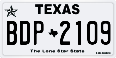 TX license plate BDP2109