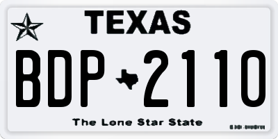 TX license plate BDP2110